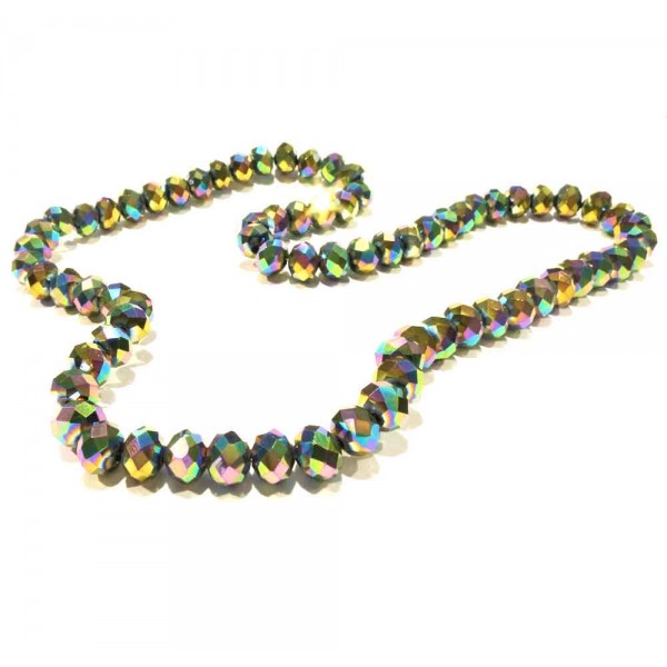 72 vitrail grün lila Glasperlen 8x6mm mit AB-Effekt - Schmuckzubehör - Leisure-Beads DIY