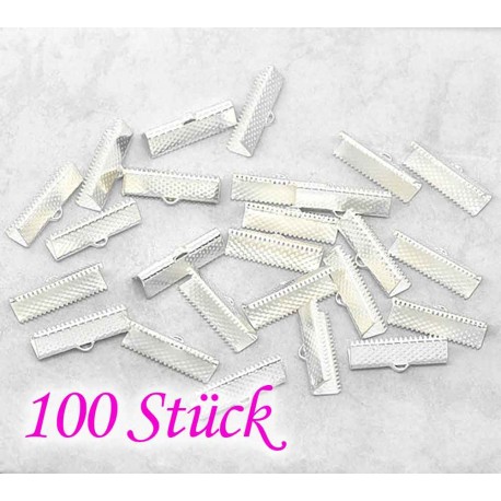 Leisure-Beads - 100x hellsilberfarbene Bandklemme 22mm Bandverbinder - Schmuckzubehör