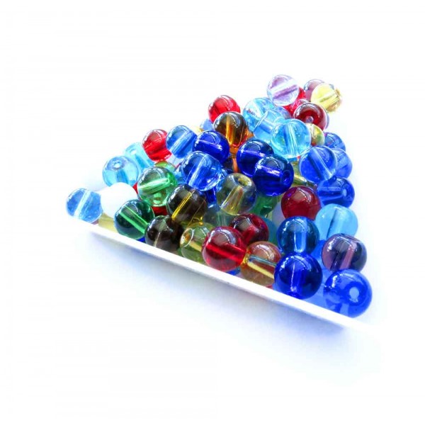 100 bunte runde Glasperlen 6mm als bunter Perlenmix - Glasschmuck Schmuckzubehör - Leisure-Beads DIY