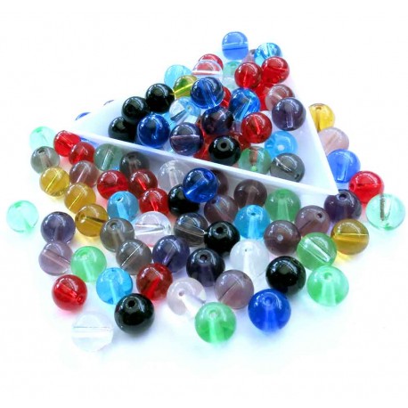 Leisure-Beads - 100 bunte runde Glasperlen 8mm als bunter Perlenmix - Glasschmuck Schmuckzubehör