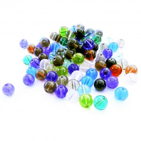 Leisure-Beads - 100 bunte runde Glasperlen 10mm als bunter Perlenmix - Glasschmuck Schmuckzubehör