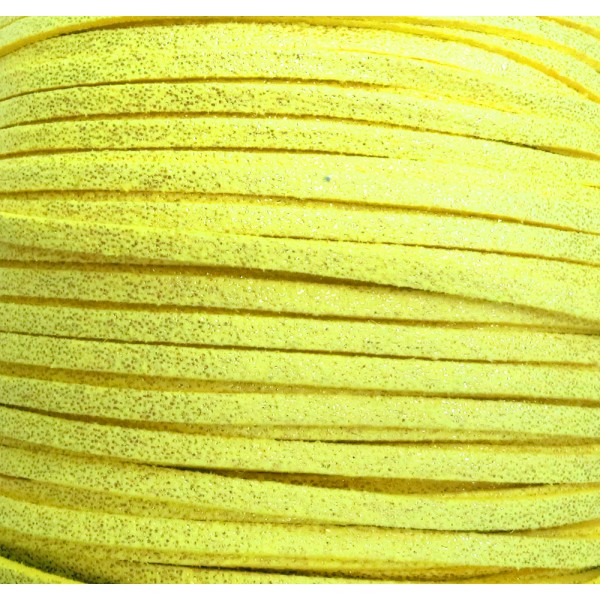 1m gelbes glitzer Kunstlederband 3x2mm gelbes Schmuckband - Schmuckzubehör Lederband - Leisure-Beads DIY