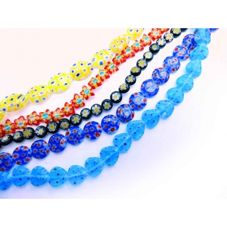 Leisure-Beads - 5x Strang bunte Millefiori Perlen MIX 2 im bunten Perlenmix - Schmuckzubehör