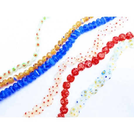 Leisure-Beads - 5x Strang bunte Millefiori Perlen MIX 12 im bunten Perlenmix - Schmuckzubehör