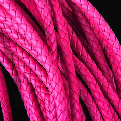 Leisure-Beads - 1m pink PU-Lederkordel 6mm Kunstlederband für Lederarmband geflochten - Schmuckzubehör