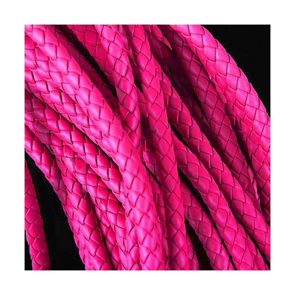 1m pink PU-Lederkordel 6mm Kunstlederband für Lederarmband geflochten - Schmuckzubehör - Leisure-Beads DIY
