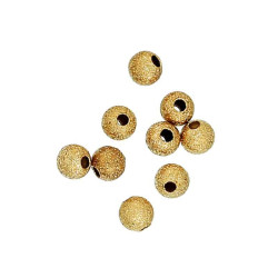 Leisure-Beads - 10x Stardust 4mm angerauhte Metallperlen messingfarben Kugel Spacer - Schmuckzubehör Metallperlen