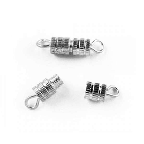 1x silberfarben Drehverschluss 15x4mm halbgeriffelt - Schmuckzubehör - Leisure-Beads DIY