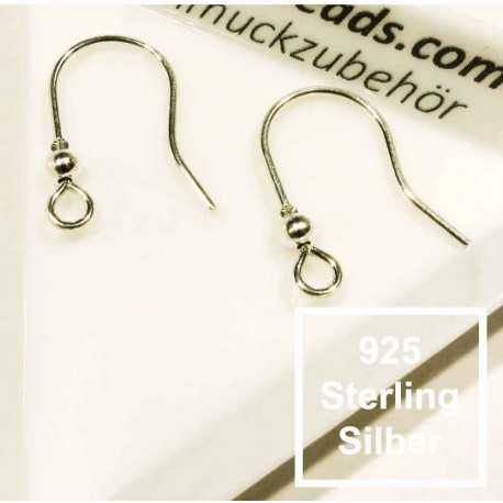 Leisure-Beads - 2x 925er Ohrhaken 20x16mm silberfarben Ohrringe Sterling Silber - Schmuckzubehör