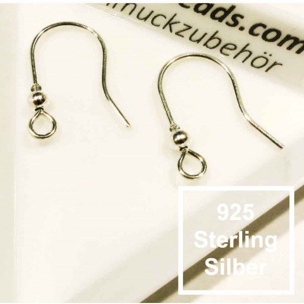 2x 925er Ohrhaken 20x16mm silberfarben Ohrringe Sterling Silber - Schmuckzubehör - Leisure-Beads DIY