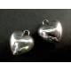 2x dickes Herz Anhänger ca. 19x17x8mm silberfarben Schmuckanhänger