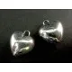 2x dickes Herz Anhänger ca. 19x17x8mm silberfarben Schmuckanhänger - Leisure-Beads DIY