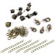 Bronzefarbene Bandklemmen 8mm mit Karabiner, Biegeringe, Kettchen als Schmuckzubehör Set für Halsbänder