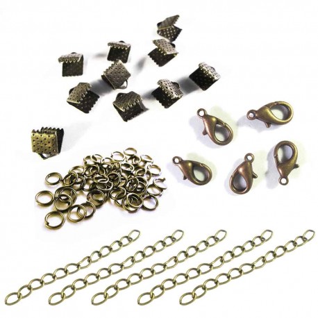 Leisure-Beads - 10 bronzefarbene Bandklemmen 8mm + Verschluss - Schmuckzubehör Set