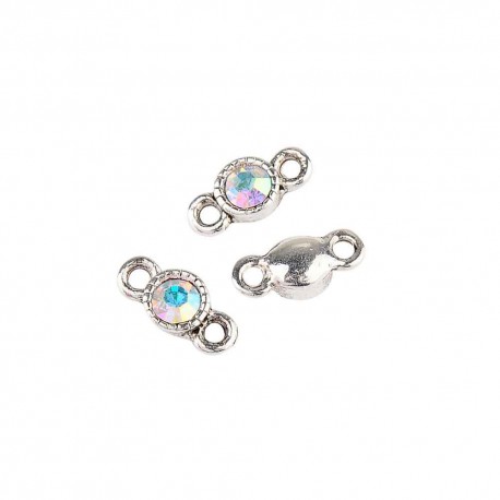 Leisure-Beads - 10x silberfarben Schmuckverbinder 10x5mm kristall AB-Effekt Kettenverbinder - Schmuckzubehör