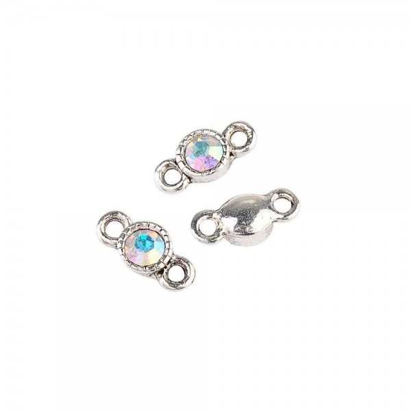 10x silberfarben Schmuckverbinder 10x5mm kristall AB-Effekt Kettenverbinder - Schmuckzubehör - Leisure-Beads DIY