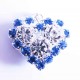 1x Herz Strass Anhänger 29x25mm blau hellsilber Herzanhänger - Schmuckzubehör