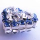 1x Herz Strass Anhänger 29x25mm blau hellsilber Herzanhänger - Schmuckzubehör