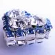 1x Herz Strass Anhänger 29x25mm blau hellsilber Herzanhänger - Schmuckzubehör - Leisure-Beads DIY