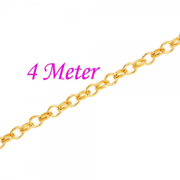 4m goldfarbene Kette 4mm Gliederkette goldfarben Schmuckkette - Schmuckzubehör - Leisure-Beads DIY