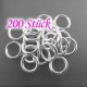 200x versilberter Biegering 10mm x 1mm rund platinfarben hellsilber - Schmuckzubehör Biegering