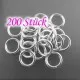 200x versilberter Biegering 10mm x 1mm rund platinfarben hellsilber - Schmuckzubehör Biegering - Leisure-Beads DIY