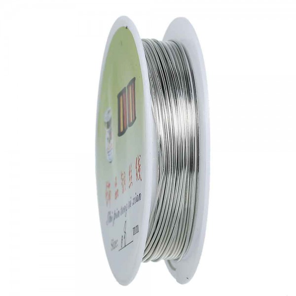 3,3m Silberfarbener Kupferdraht 0,8mm auf Rolle - Schmuckzubehör - Leisure-Beads DIY