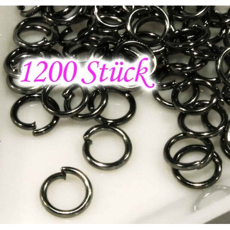 Leisure-Beads - 1200x gunmetal Biegering 5mm x 0,7mm runde Binderinge - gunmetal Schmuckzubehör