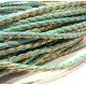 1m synth. türkis-goldfarben Lederkordel 3mm Kunstlederband - Schmuckzubehör - Leisure-Beads DIY