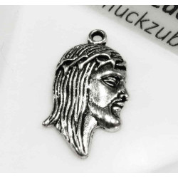 Leisure-Beads - 1 silberfarben Jesus Anhänger 25x11mm christlicher Schmuckanhänger - Schmuckzubehör