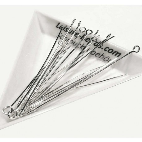 Leisure-Beads - 20 hellsilberfarbene Kettelstifte 50mm Schmuckdraht mit Öse - Schmuckzubehör