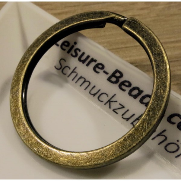 Bronzefarben Schlüsselring 32mm Breite 3mm Ring bronzefarben matt stabil - Leisure-Beads DIY