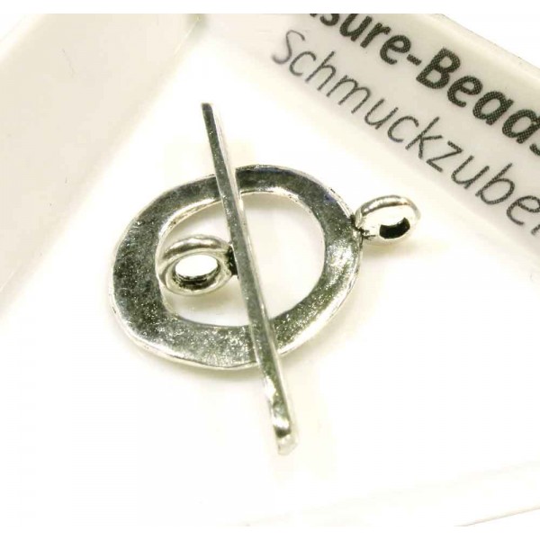 1x hellsilberfarben Knebelverschluss 21x17mm 29mm Stabverschluss - Schmuckzubehör Schmuckverschluss - Leisure-Beads DIY
