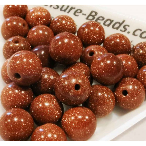 5x Goldfluss Perle 8mm Kunststeinperlen - Schmuckzubehör - Leisure-Beads DIY