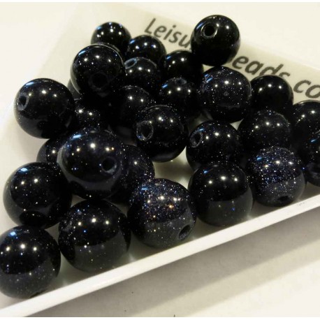 Leisure-Beads - 5x Schwarzfluss Perle 8mm Kunststeinperlen - Schmuckzubehör