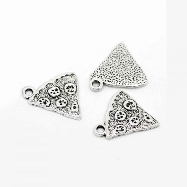 1x silberfarben Pizza Anhänger 20x19mm Schmuckanhänger - Schmuckzubehör - Leisure-Beads DIY