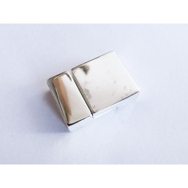 1x hellsilberfarben Magnetverschluss Innen 10x3mm 20x14x5mm Einklebverschluss - Schmuckzubehör - Leisure-Beads DIY