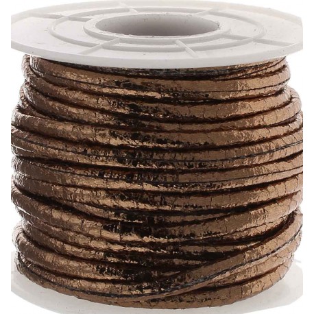 Leisure-Beads - 1m bronzefarben metallic PU Lederband 3x2mm Kunstleder - Schmuckzubehör