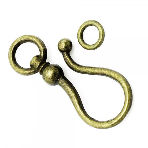 1x bronzefarben Schmuckverschluss 38x16mm bronzefarben Schmuckhaken - Schmuckzubehör - Leisure-Beads DIY