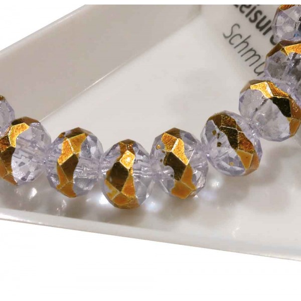 72x transparent goldfarben Glasperle 8x6mm - Schmuckzubehör - Leisure-Beads DIY