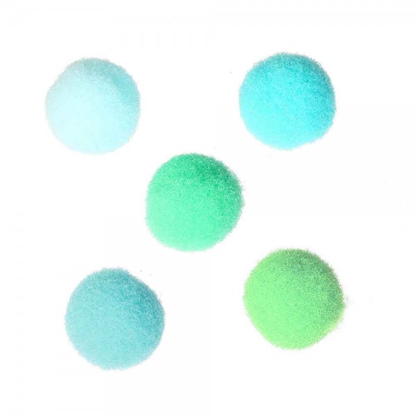 200x grün blaue Pompons 10mm Stoffperle - Schmuckzubehör Stoffperle - Leisure-Beads DIY