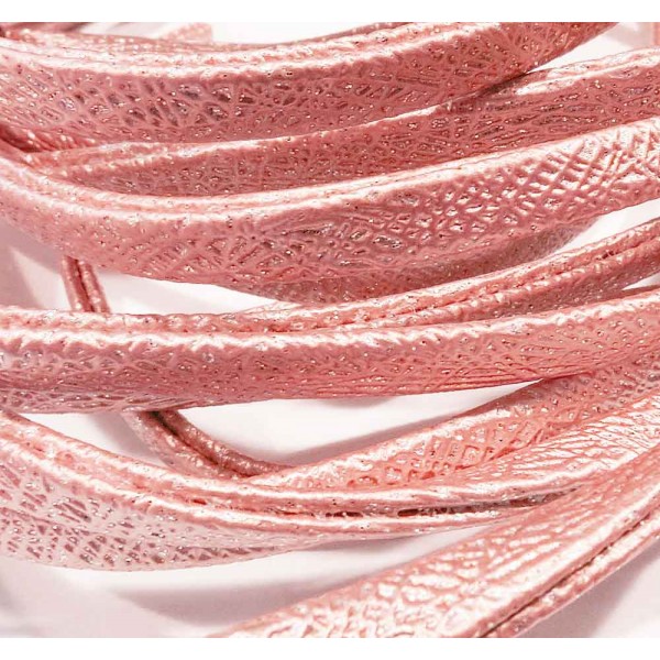 1m rosa perlglanz PU Lederband 5,5x2,5mm mit Glitzer - Schmuckzubehör - Leisure-Beads DIY