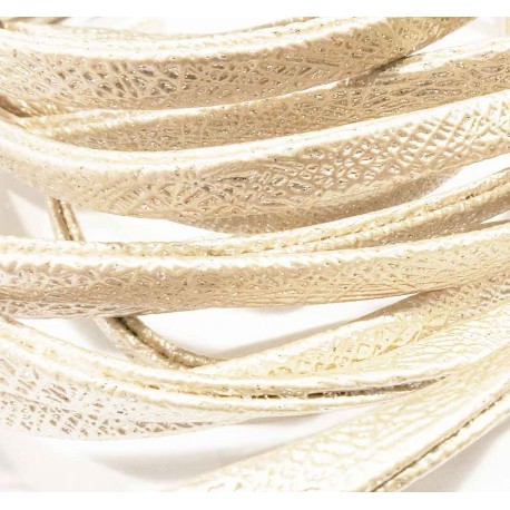 Leisure-Beads - 1m creme perlglanz PU Lederband 5,5x2,5mm mit Glitzer - Schmuckzubehör