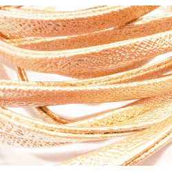 Leisure-Beads - 1m KC-goldfarben perlglanz PU Lederband 5,5x2,5mm mit Glitzer - Schmuckzubehör