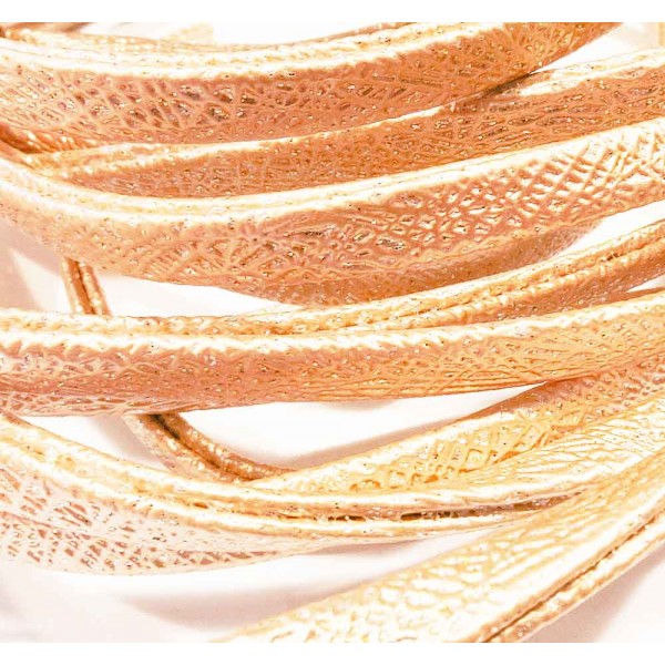 1m KC-goldfarben perlglanz PU Lederband 5,5x2,5mm mit Glitzer - Schmuckzubehör - Leisure-Beads DIY