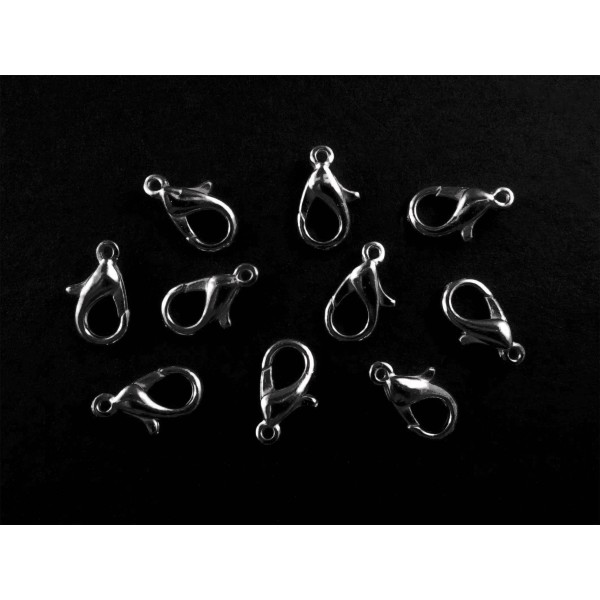 10x gunmetal Karabinerhaken 12mm schwarz metallfarben Schmuck Verschluss - gunmetal Schmuckzubehör - Leisure-Beads DIY