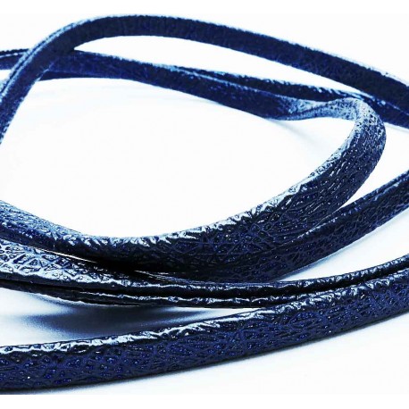 Leisure-Beads - 1m dunkelblaues perlglanz PU Lederband 5,5x2,5mm mit Glitzer - Schmuckzubehör