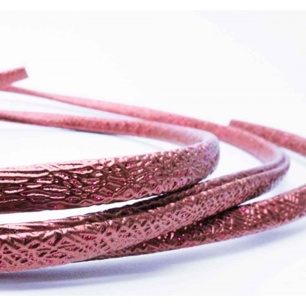 1m erdbeerrotes perlglanz PU Lederband 5,5x2,5mm mit Glitzer - Schmuckzubehör - Leisure-Beads DIY