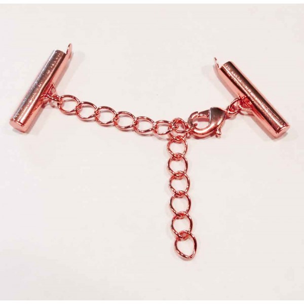 1x rosegoldfarben 20mm Perlenband Verbinder Set mit Karabiner und Kettchen - Schmuckzubehör - Leisure-Beads DIY