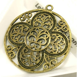 Leisure-Beads - 1x filigraner bronzefarben Anhänger 42x38mm Ornament - bronzefarben Schmuckanhänger